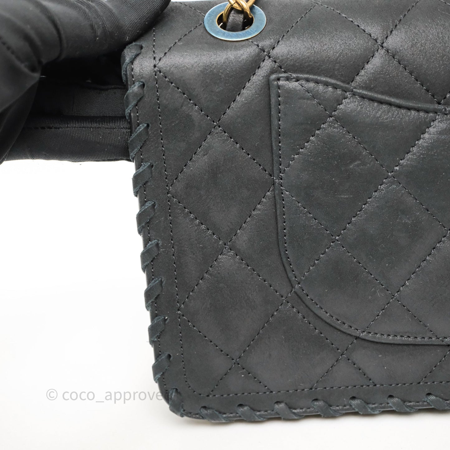Chanel Braided Flap Bag Black Nubuck Aged Gold Hardware