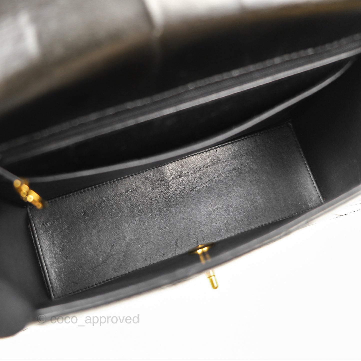 Chanel Vintage Flap Shoulder Bag Black Patent 24K Gold Hardware