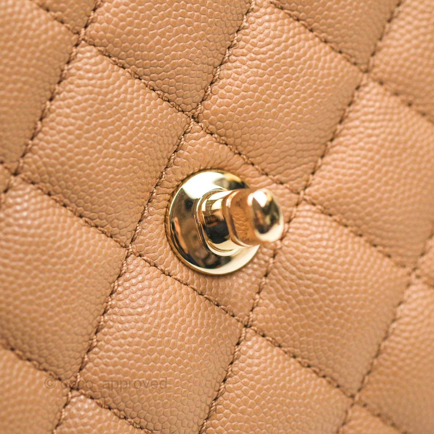 Chanel Small Coco Handle Quilted Beige Caviar Gold Hardware