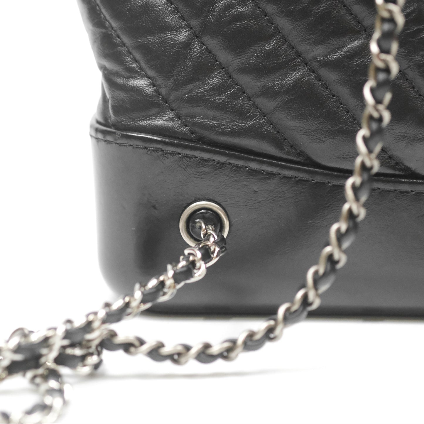Chanel Medium Chevron Gabrielle Backpack Black Aged Calfskin