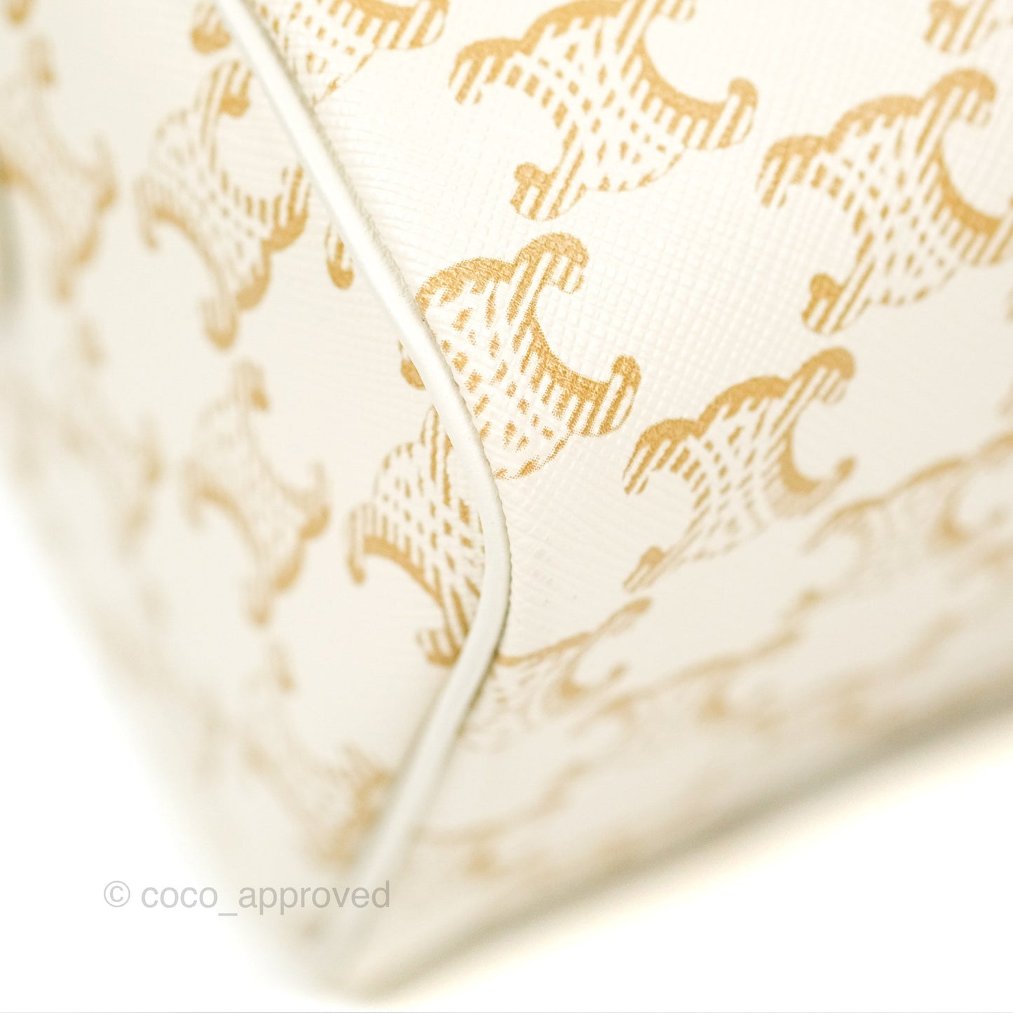 Celine Small Boston Bag White Triomphe Canvas Calfskin