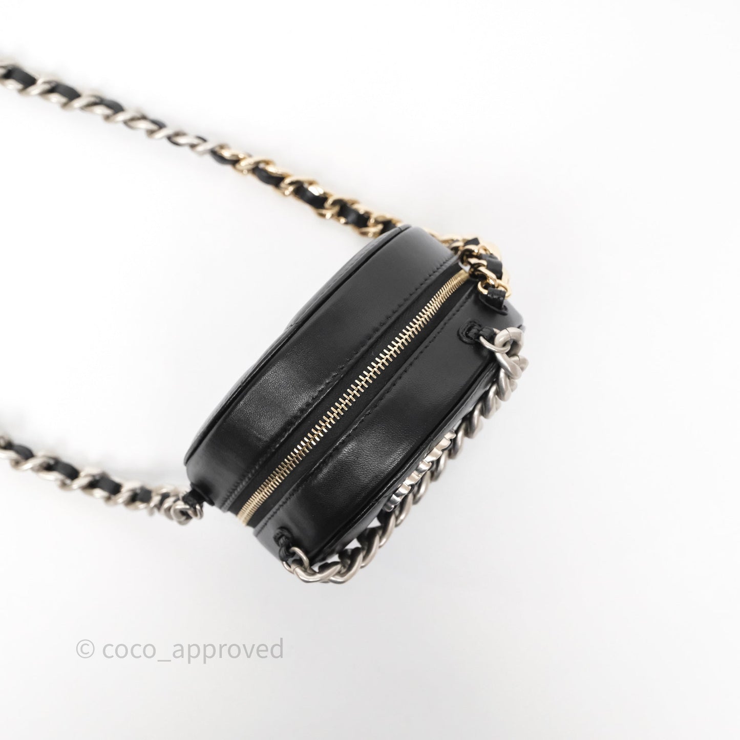 Chanel 19 Round Clutch With Chain Black Mixed Hardware