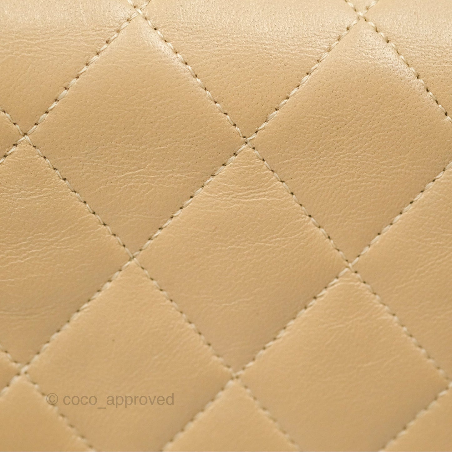 Chanel Vintage Square Flap Bag Beige Lambskin 24K Gold Hardware