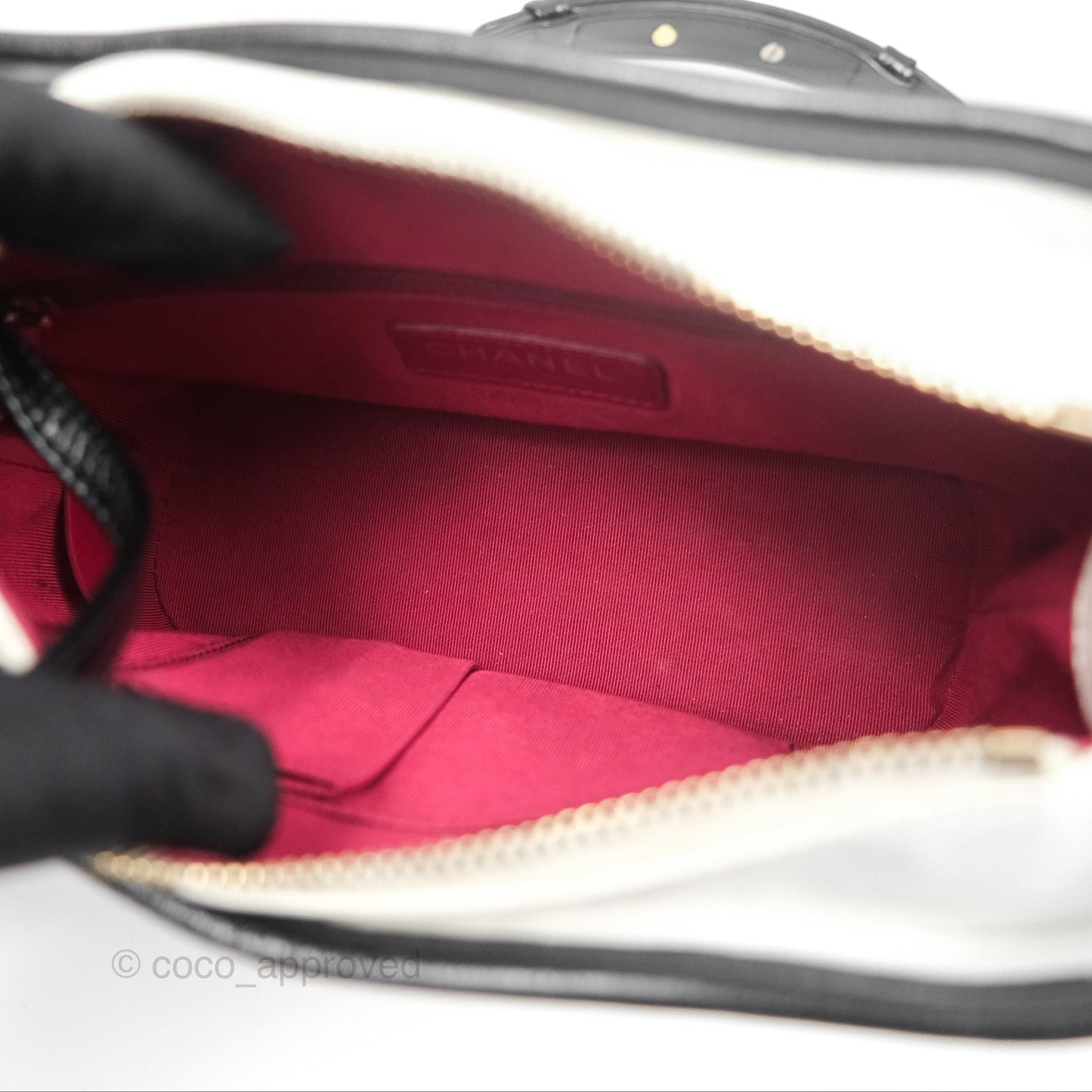 Chanel Small Gabrielle Hobo Quilted Black White Aged Calfskin