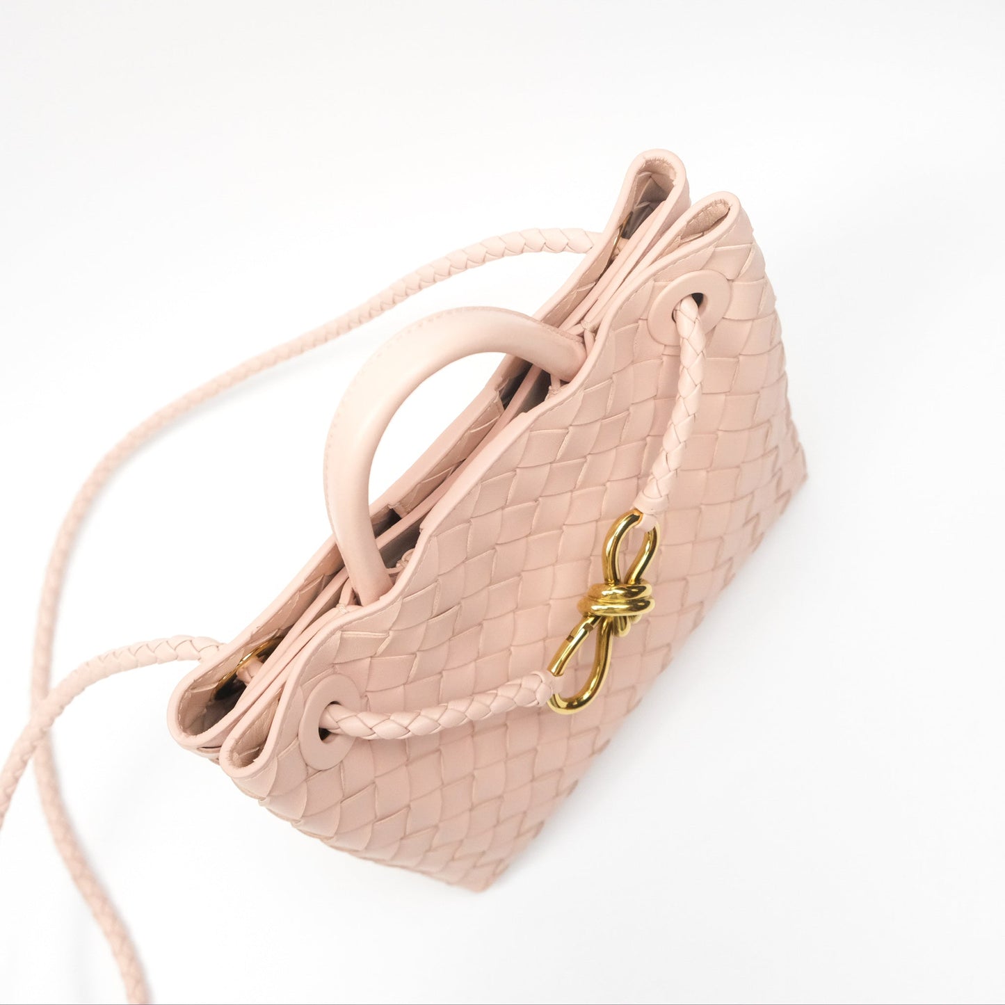 Bottega Veneta Small Andiamo Bag Lotus Intrecciato Lambskin