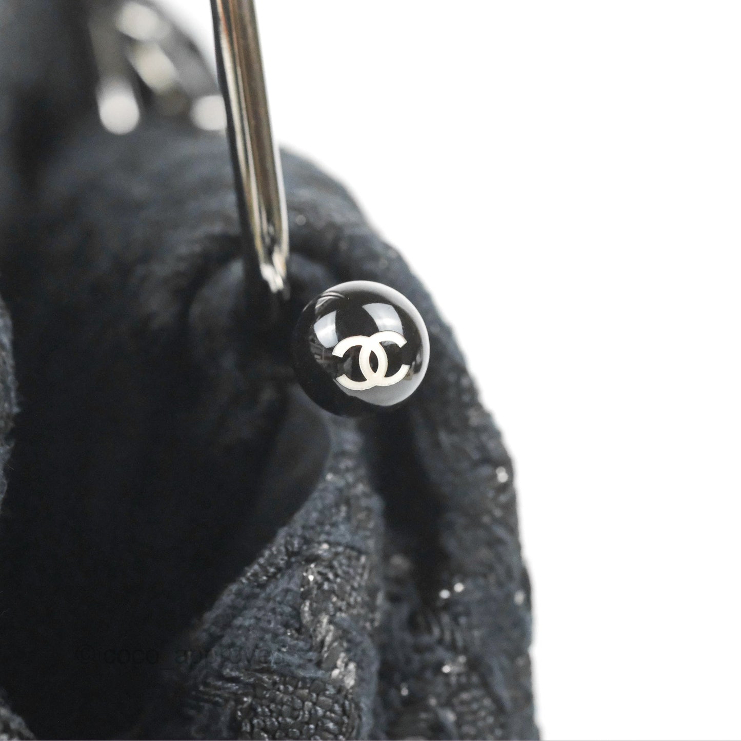 Chanel Tweed Boucle Knitting Bag Black Silver Hardware