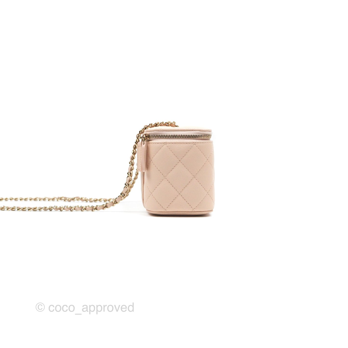 Chanel Vanity with Classic Chain Light Beige Caviar Gold Hardware 22C