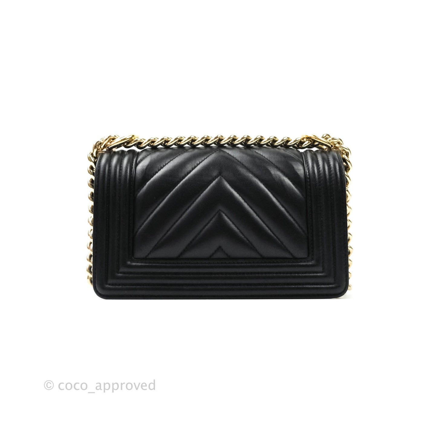 Chanel Small Boy Chevron Black Lambskin Gold Hardware
