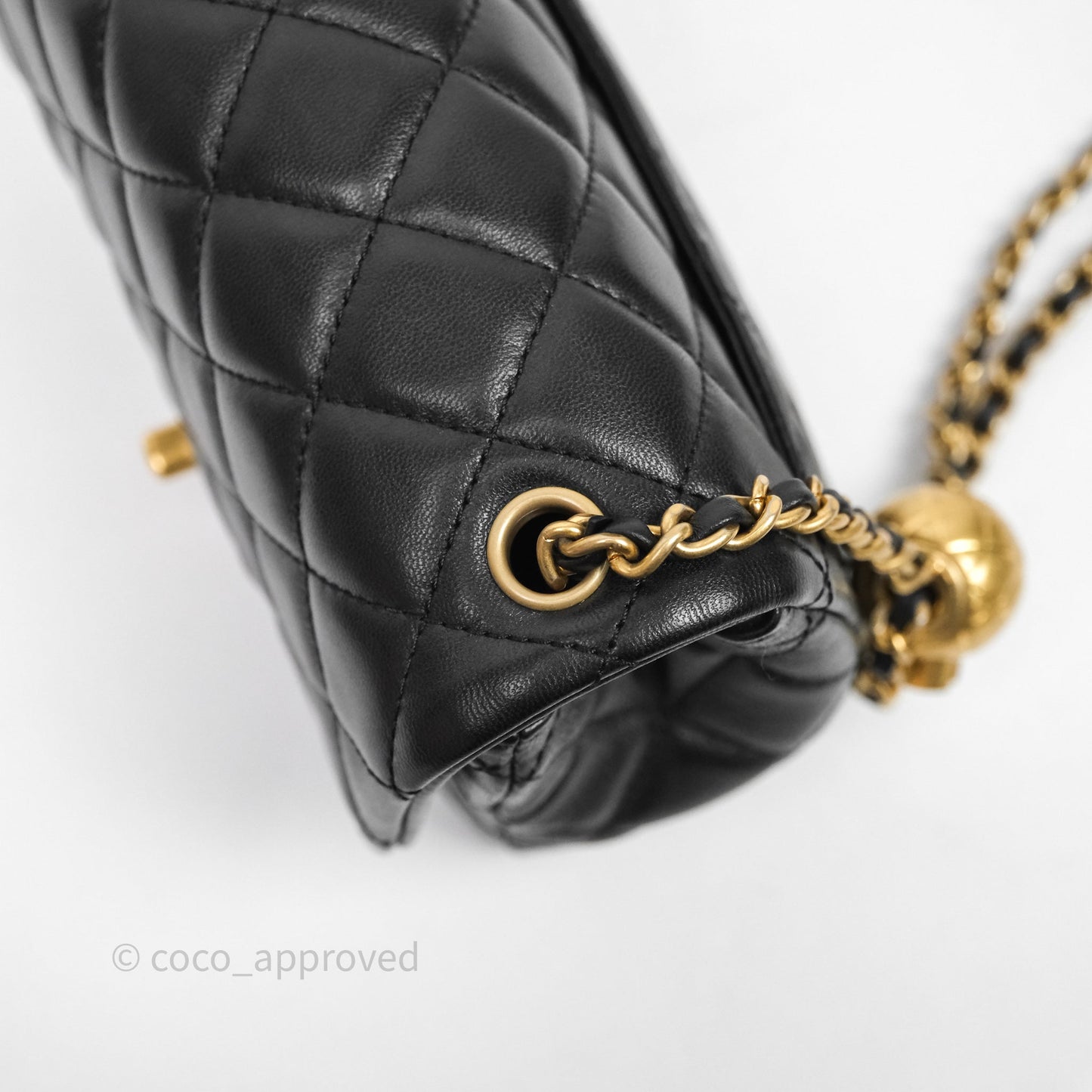 Chanel Pearl Crush Mini Square Quilted Black Lambskin Aged Gold Hardware