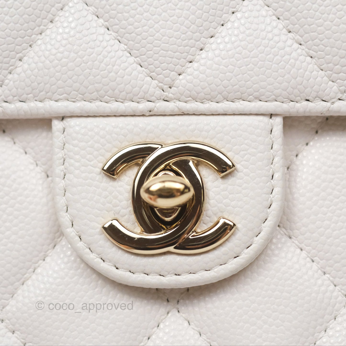 Chanel Classic Quilted Phone Holder White Caviar Gold Hardware