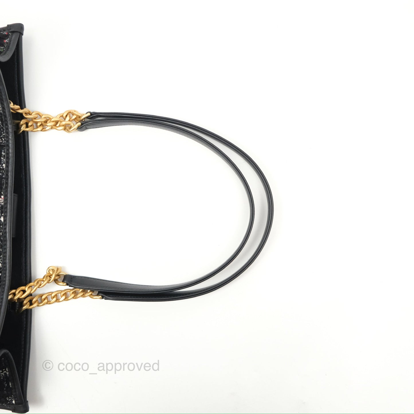 Chanel Tweed Tote Bag Leather Gold Hardware 22K