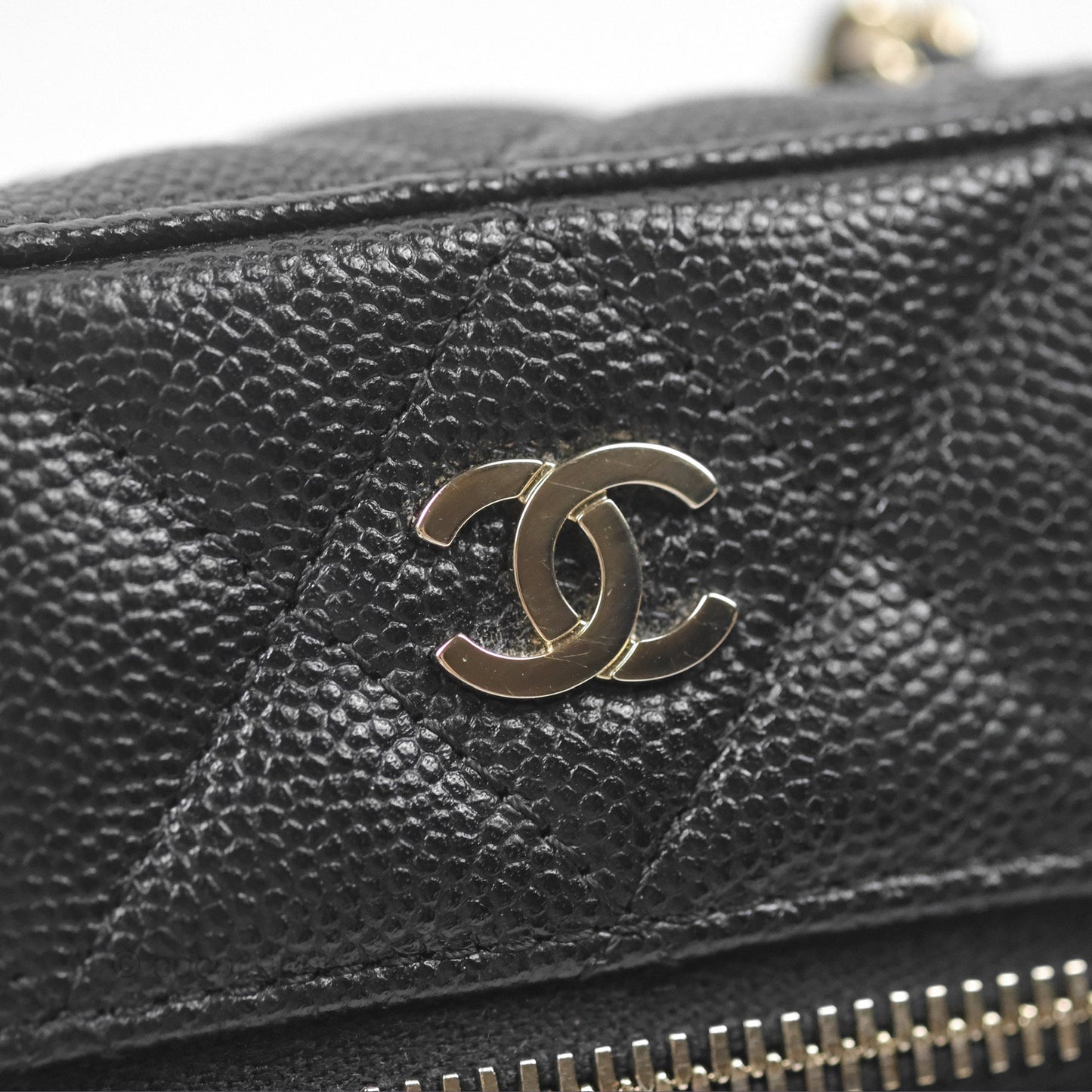 Chanel Vanity Phone Holder With Chain Black Caviar Gold Hardware