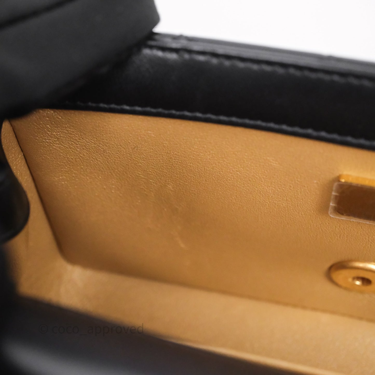 Chanel Mini Rectangular Flap with Camellia Adjustable Chain Black Lambskin Aged Gold Hardware
