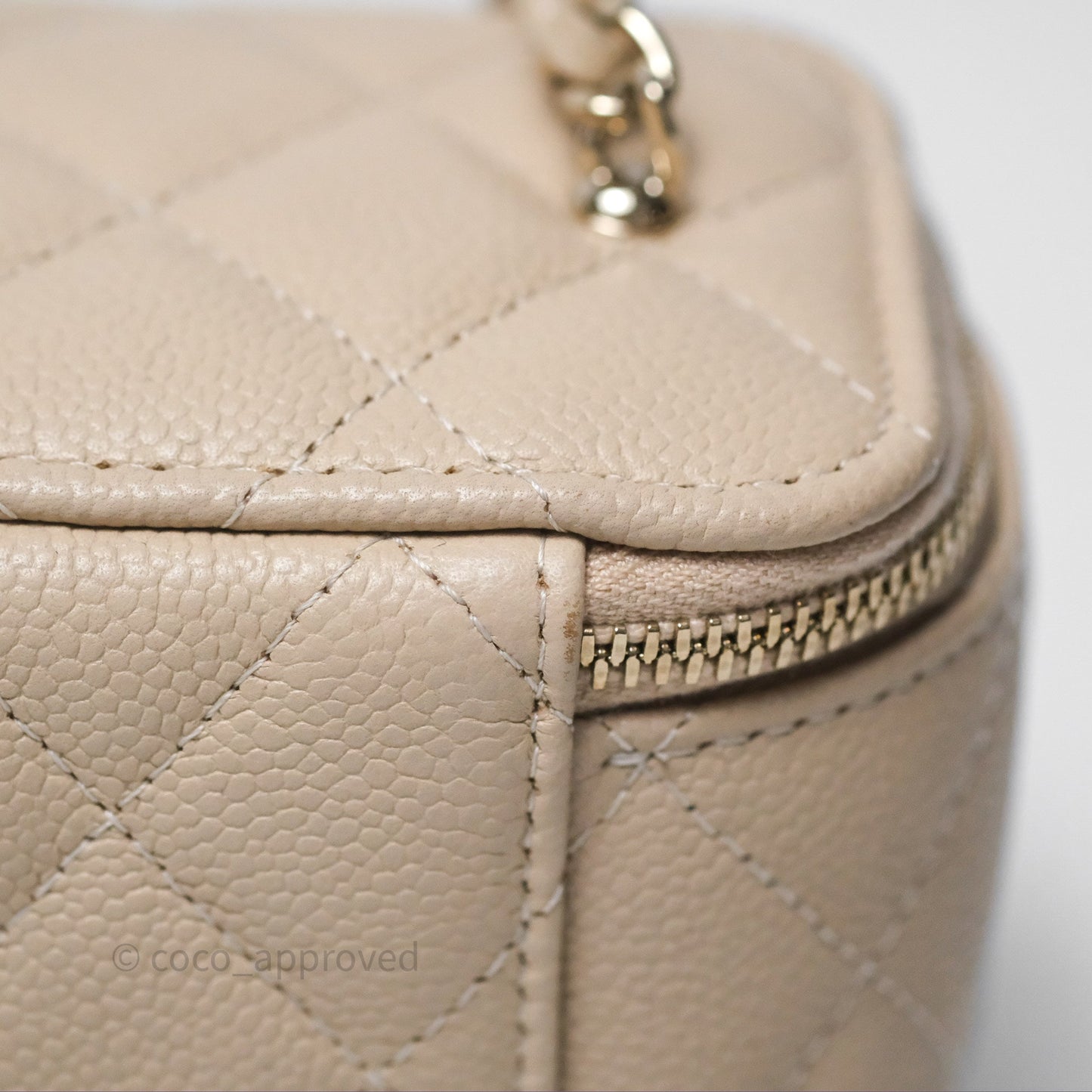 Chanel Mini Vanity With CC Chain Beige Caviar Gold Hardware