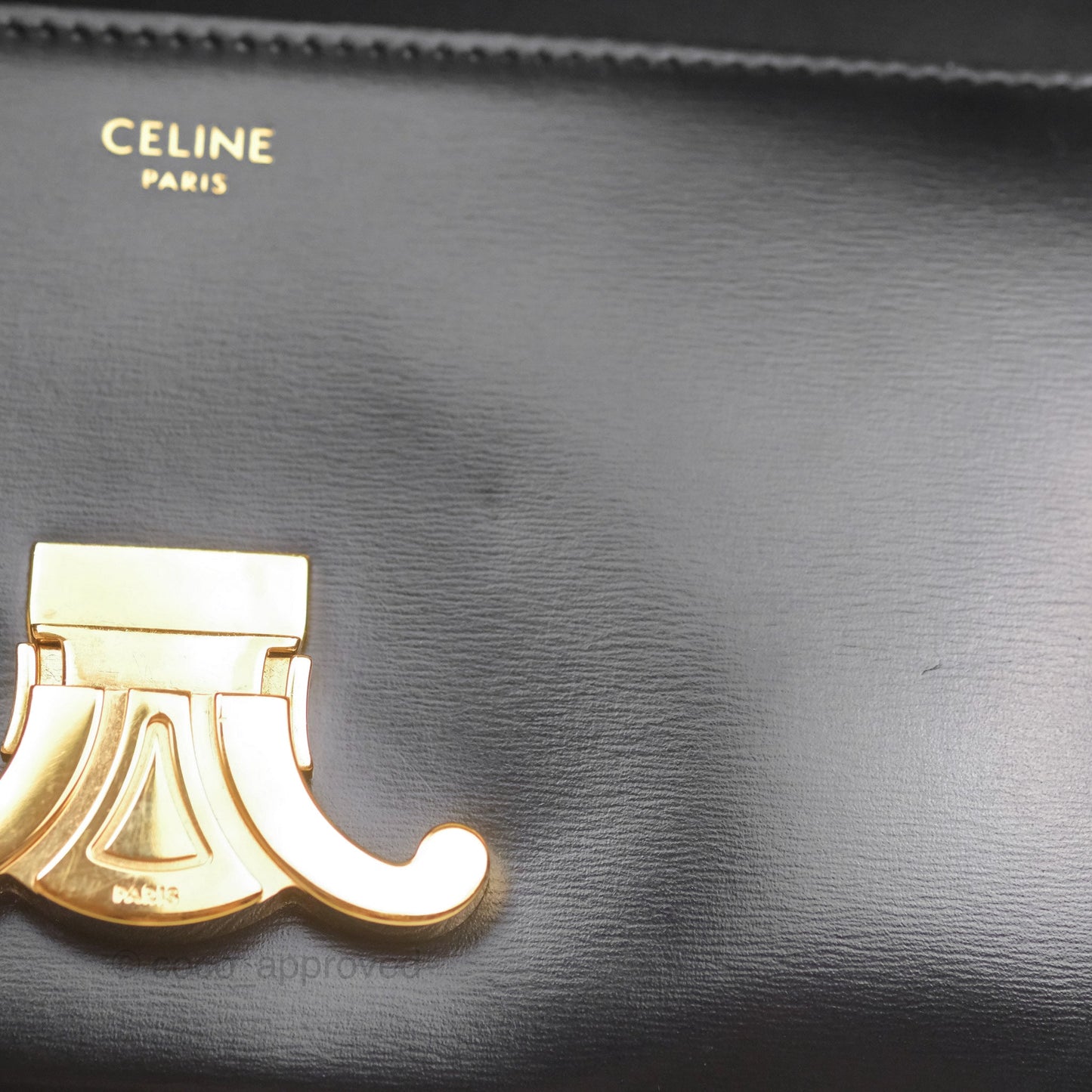 Celine Triomphe Shoulder Bag Black Calfskin