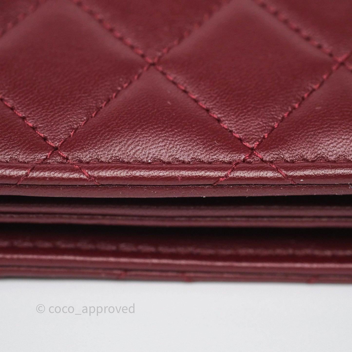 Chanel Mini WOC with CC Chain Burgundy Lambskin Gold Hardware 22K