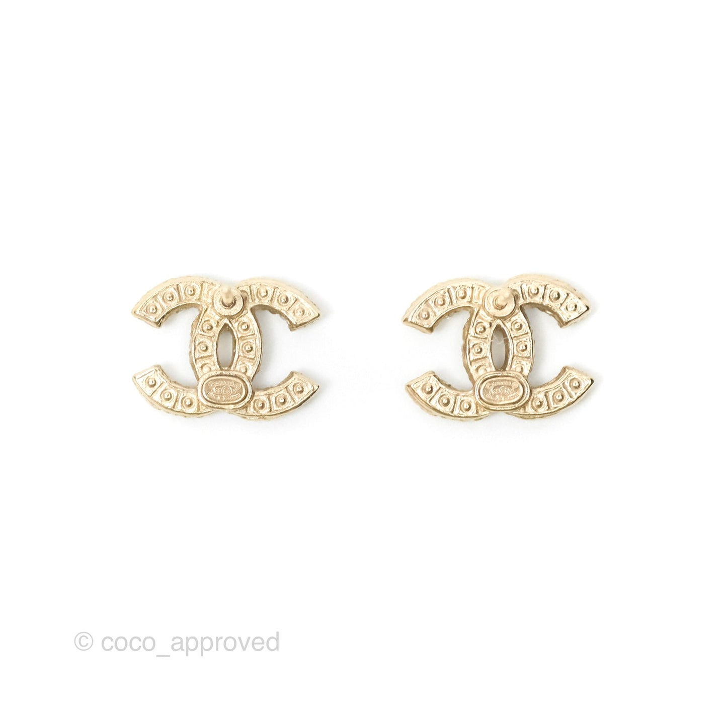 Chanel Pearl CC Earrings Gold Tone 23V