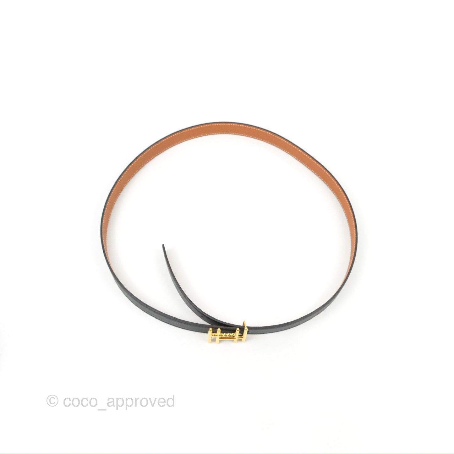 Hermès H au Carre Twist Belt Buckle & Reversible Gold Epsom/Black Swift 24 mm
