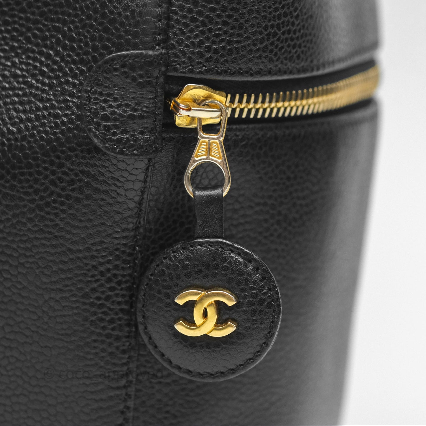 Chanel Vintage Vanity Case Black Caviar Gold Hardware