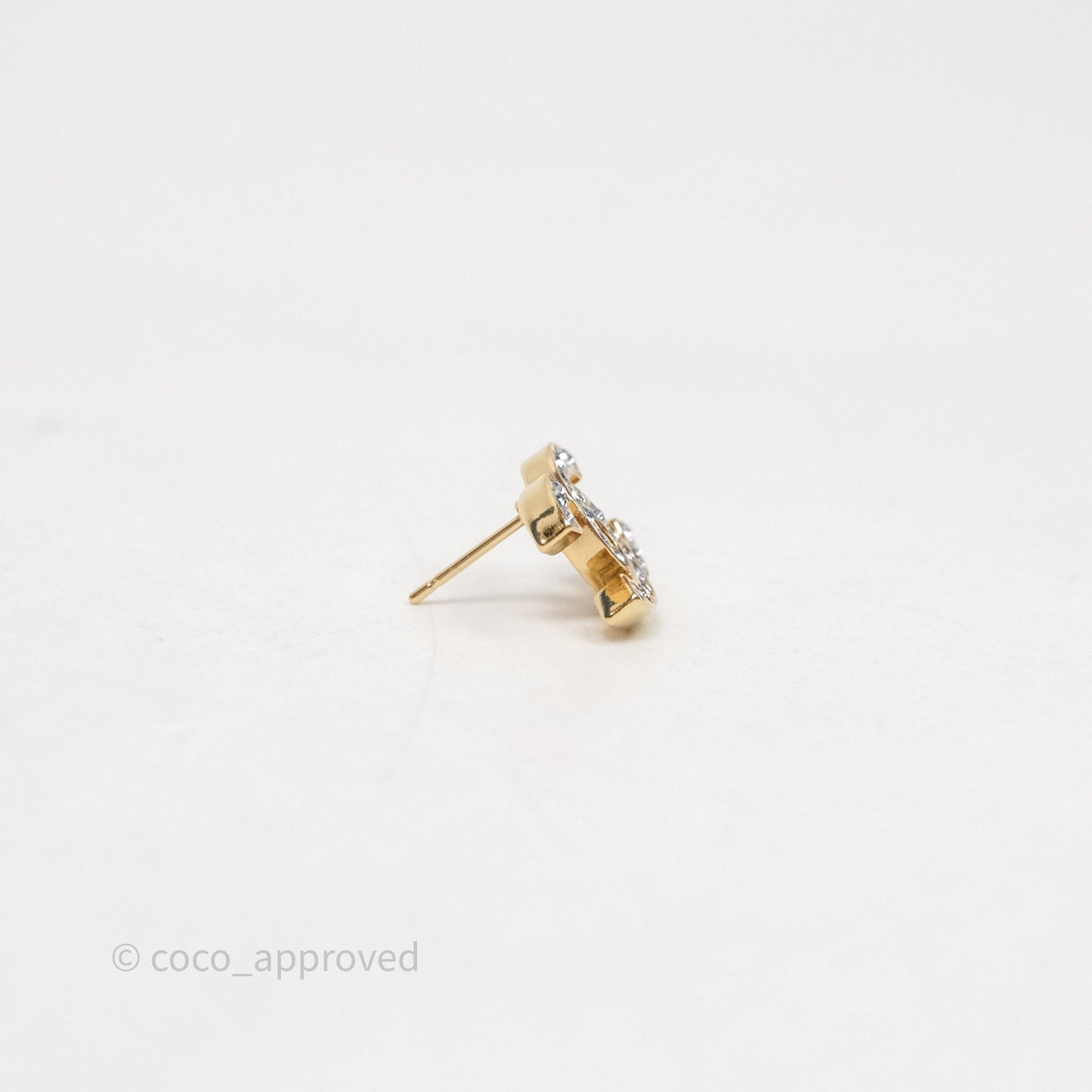 Chanel Crystal CC Earrings Gold Tone 25A