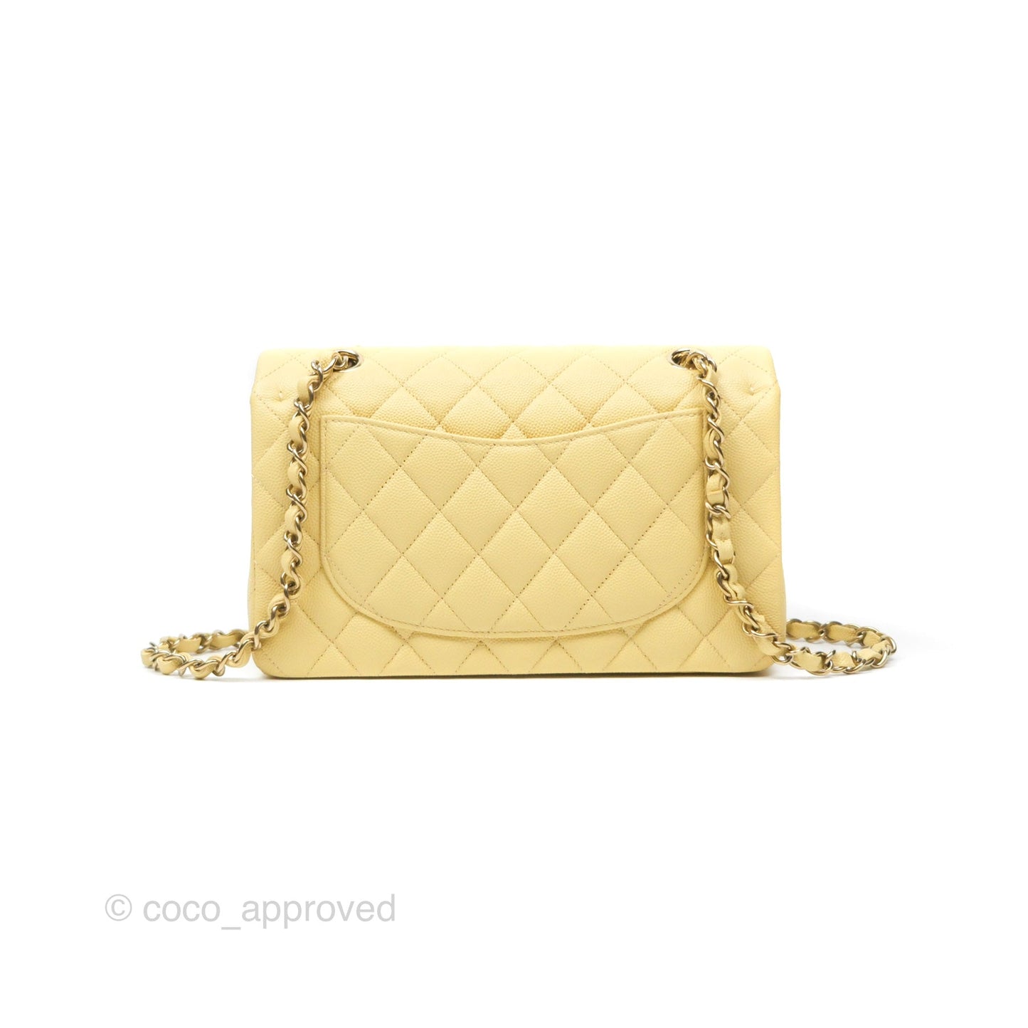 Chanel Small Classic Quilted Flap Yellow Caviar Gold Hardware