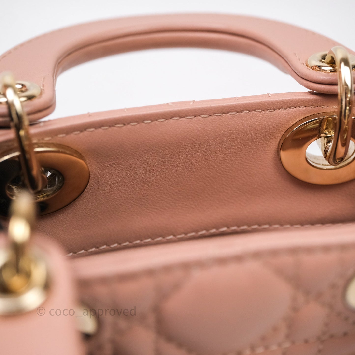 Christian Dior Micro Lady Dior Pink Beige Cannage Calfskin Gold Hardware