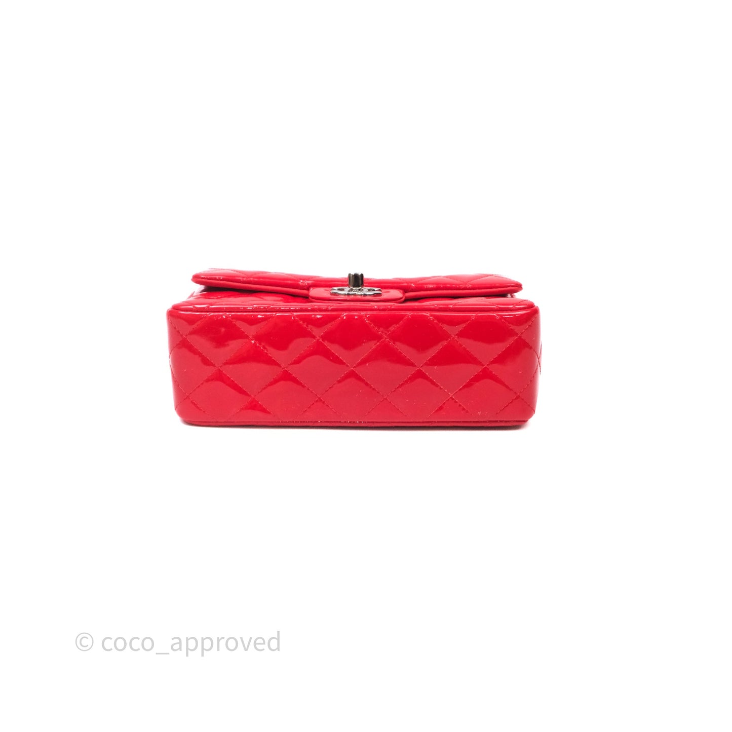 Chanel Mini Rectangular Quilted Red Patent Silver Hardware