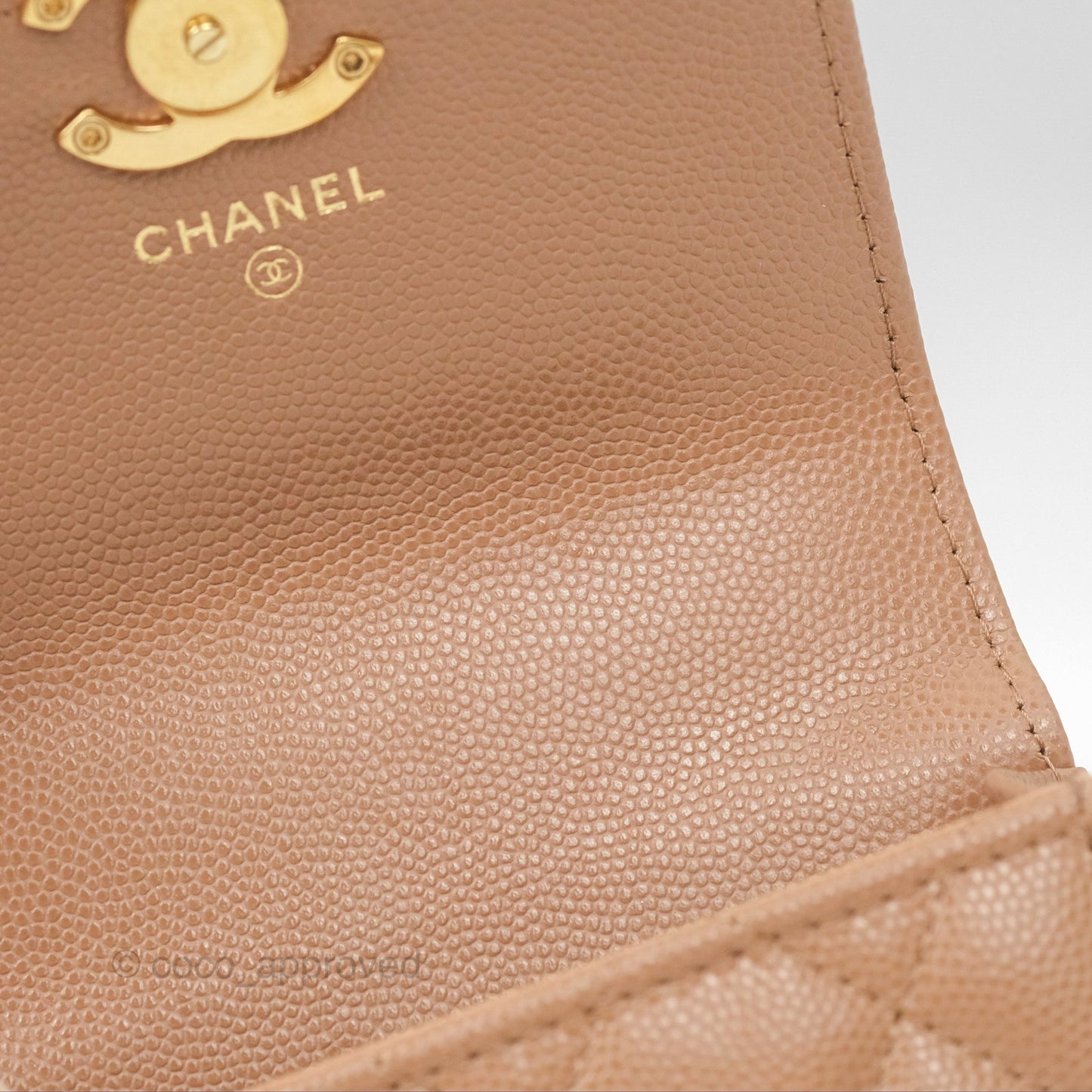 Chanel CC Chain Clutch with Chain Beige Caviar Gold Hardware