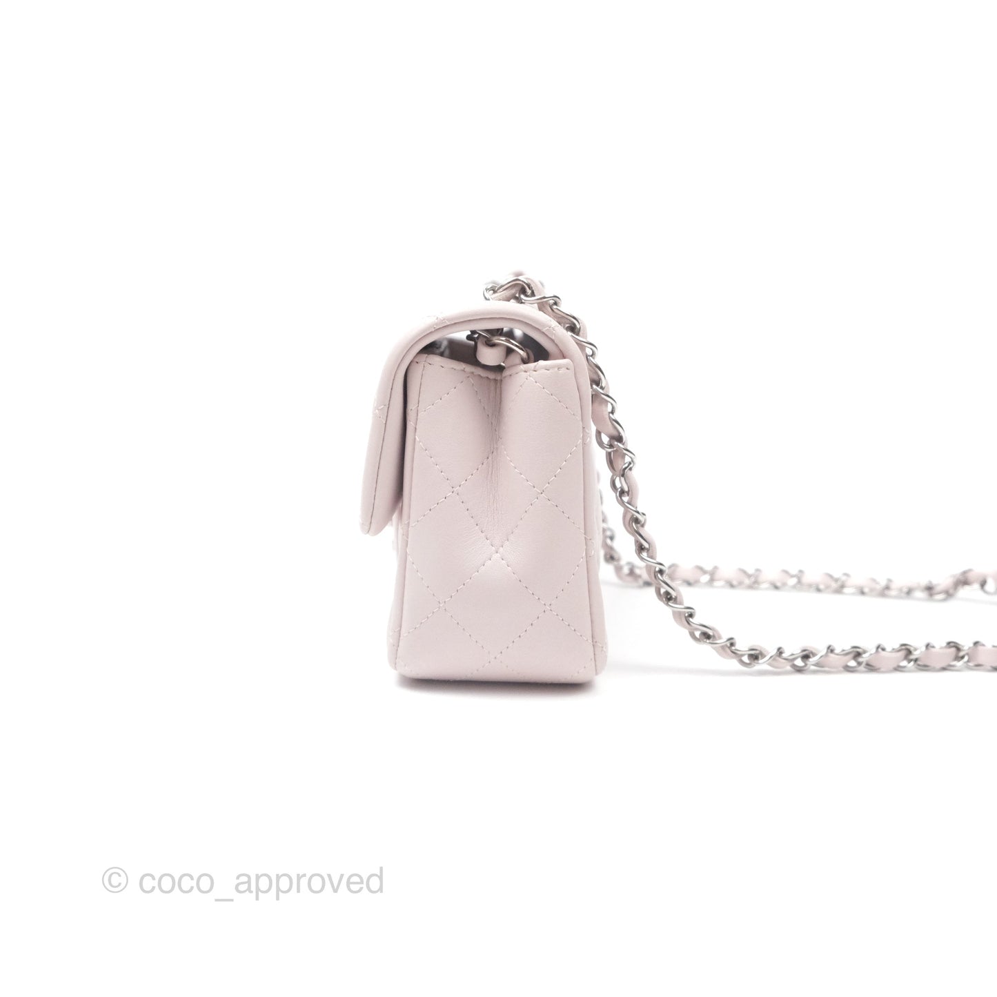 Chanel Quilted Mini Rectangular Pale Lilac Lambskin Silver Hardware