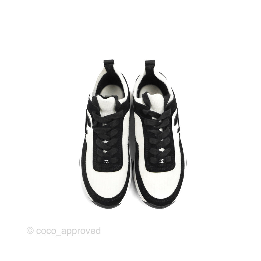 Chanel Low Top Trainer CC White Black Sneakers Size 35