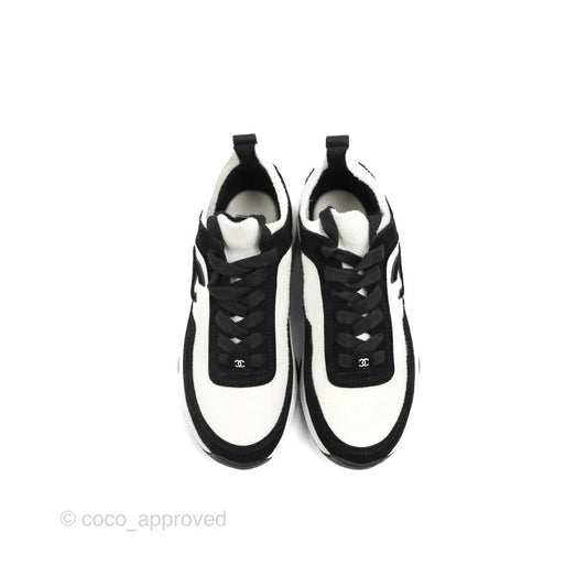 Chanel Low Top Trainer CC White Black Sneakers Size 35