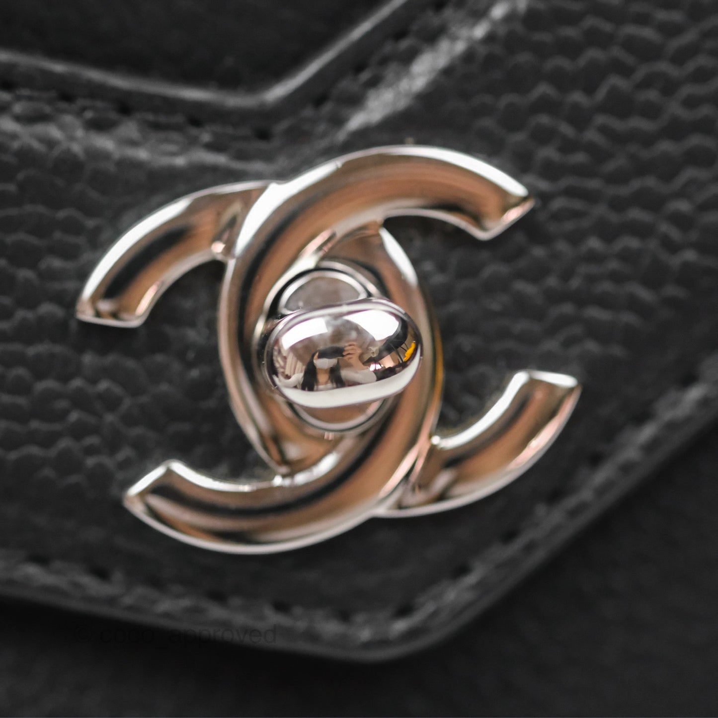Chanel Chevron Flap Bag Black Caviar Silver Hardware