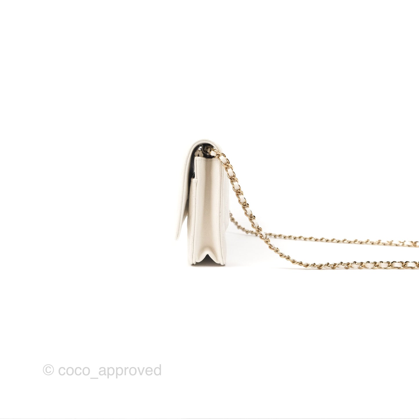 Chanel Quilted Classic Wallet on Chain WOC White Caviar Gold Hardware