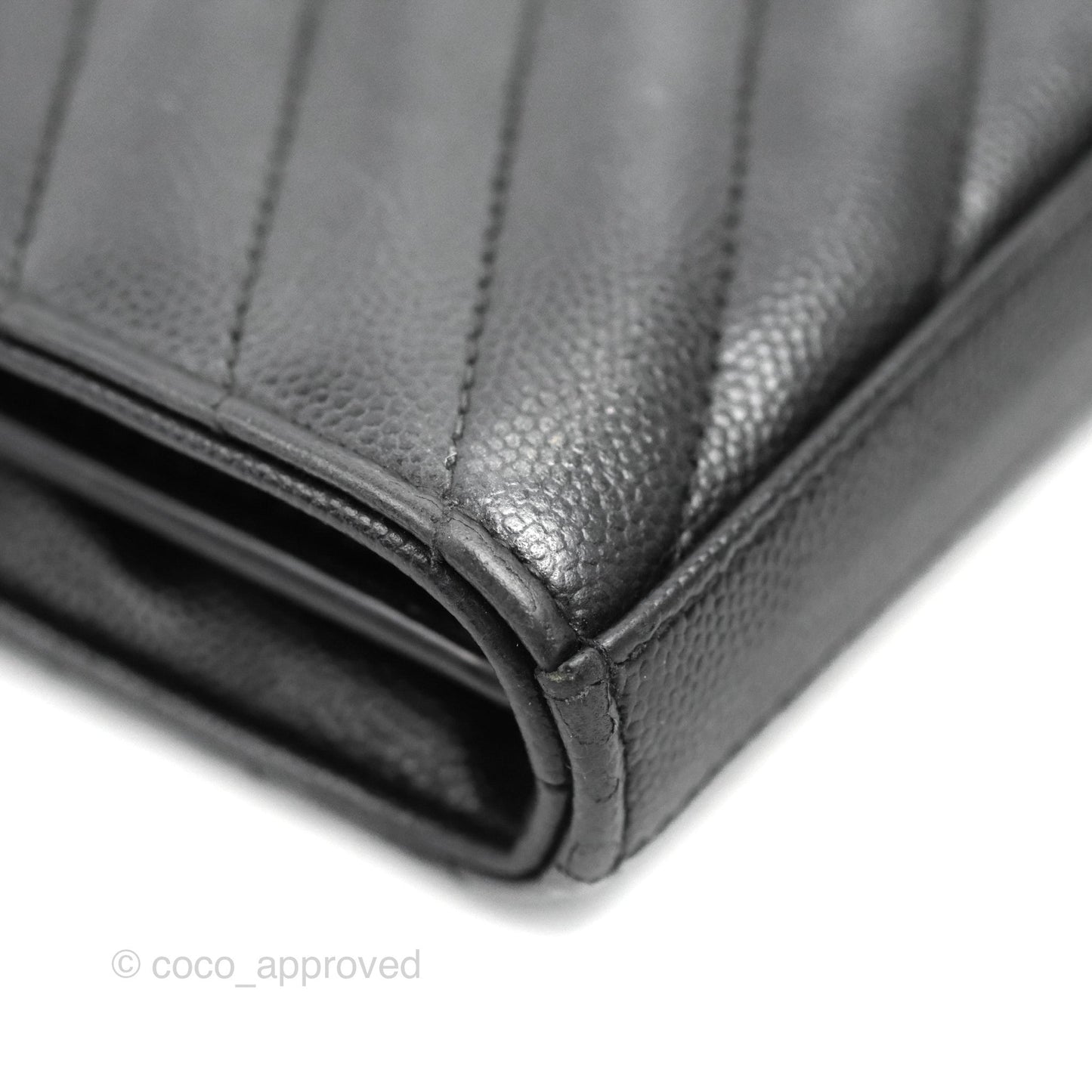 Saint Laurent Wallet on Chain WOC Black Grained Leather Gold Hardware
