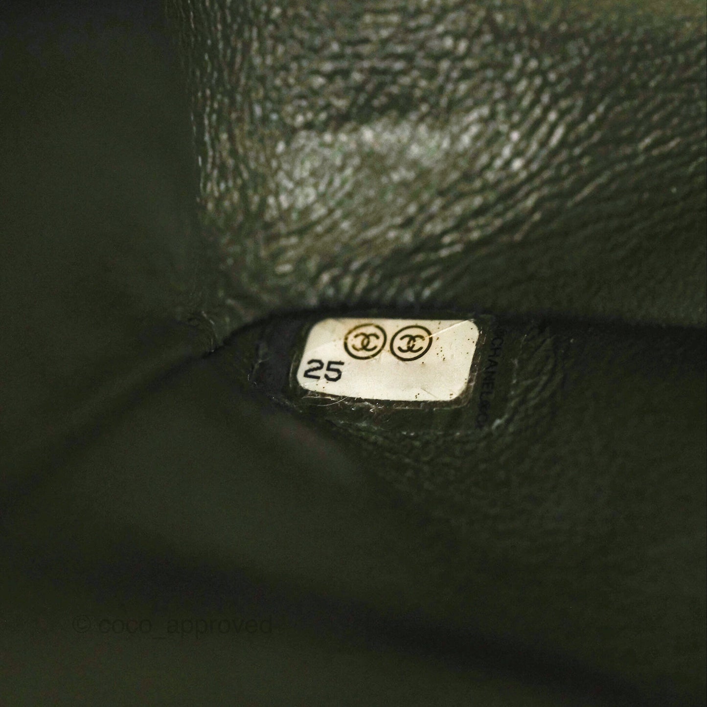 Chanel Classic M/L Medium Flap Quilted Dark Green Caviar Silver Hardware