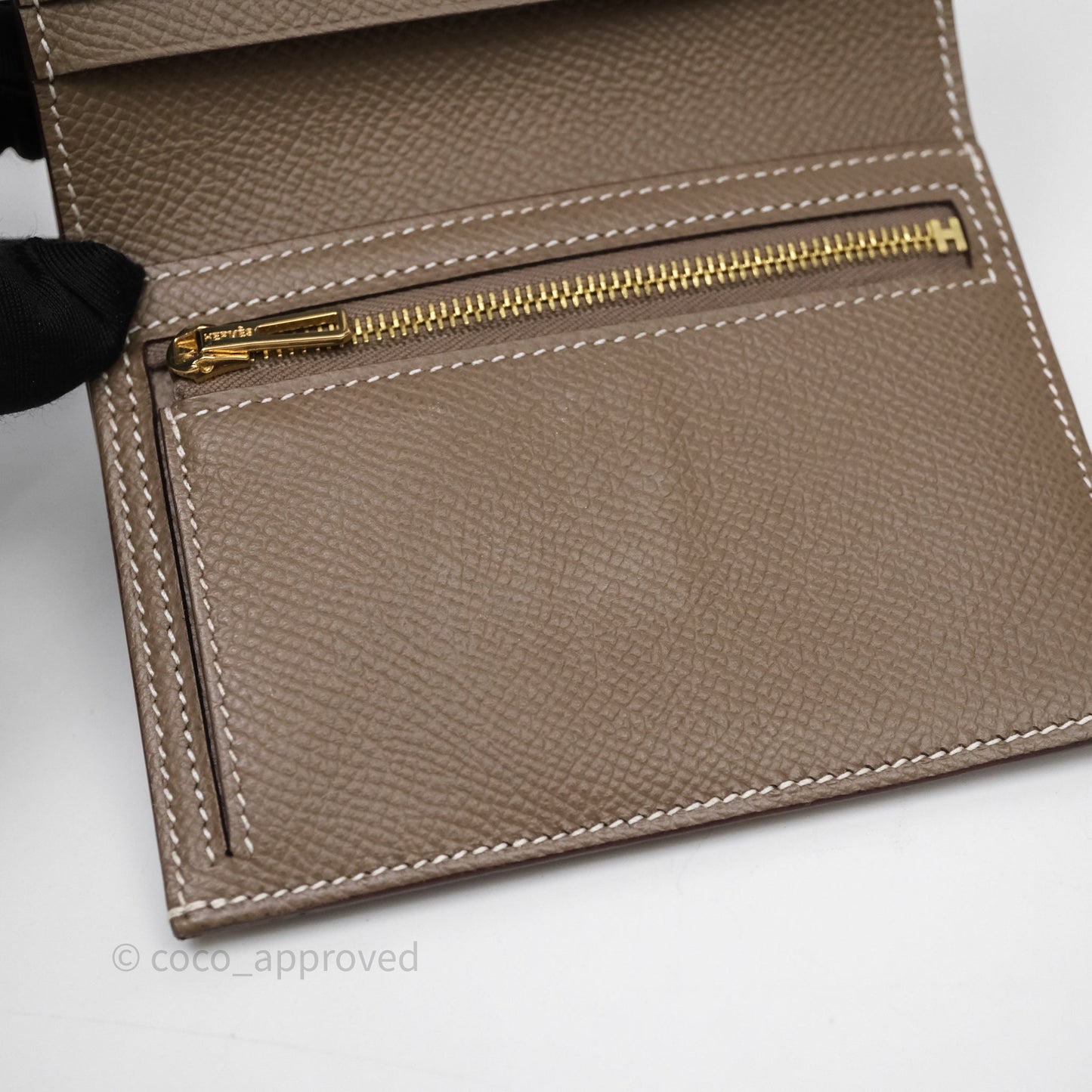 Hermès Bearn Compact Wallet Etoupe Epsom Gold Hardware