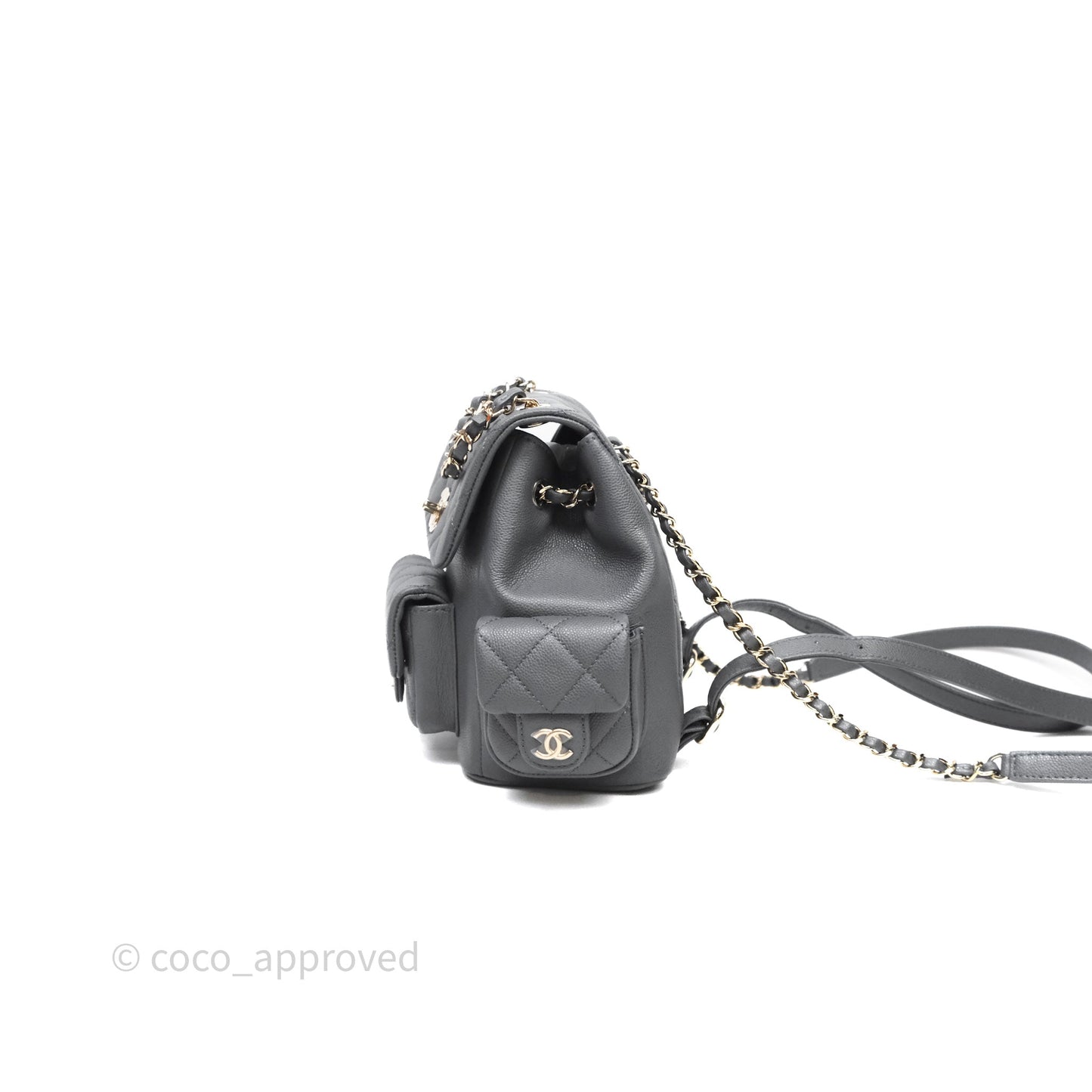 Chanel Small Duma Backpack Dark Grey Caviar Gold Hardware 23K