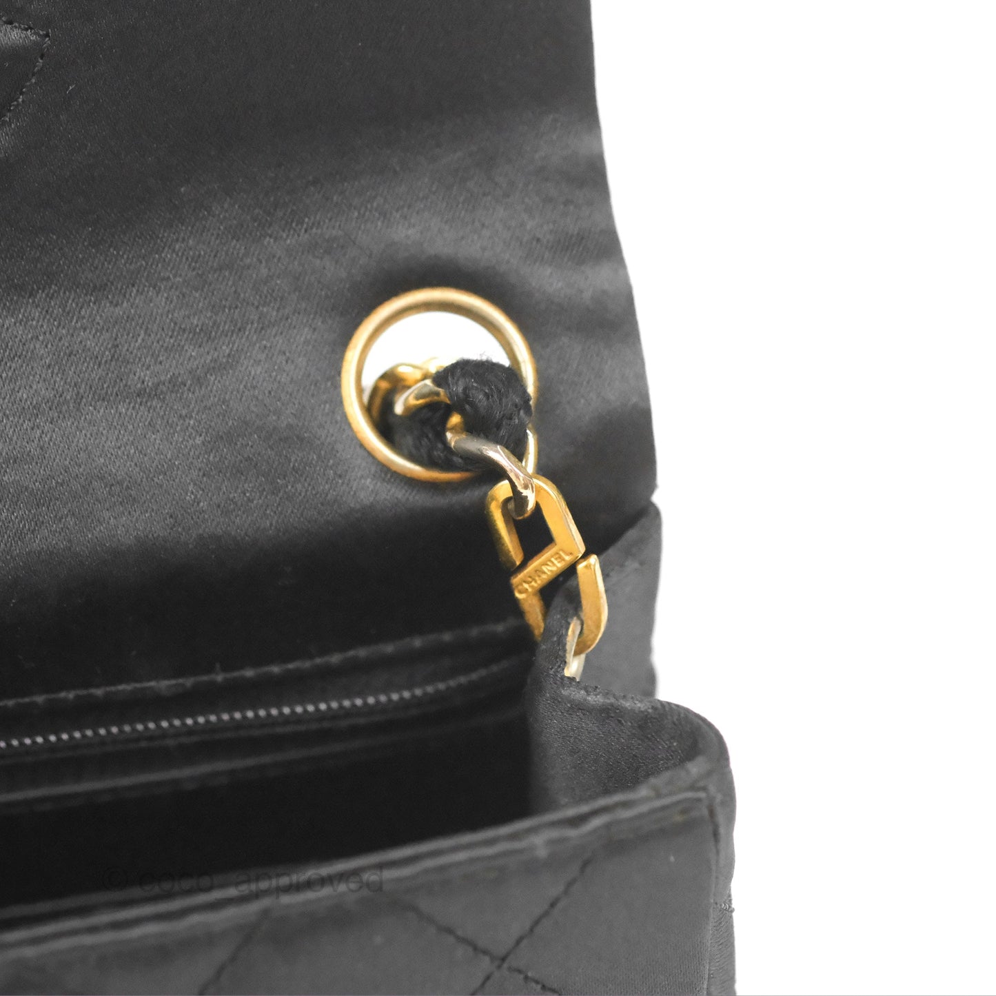 Chanel Mini Square Black Satin Gold Hardware