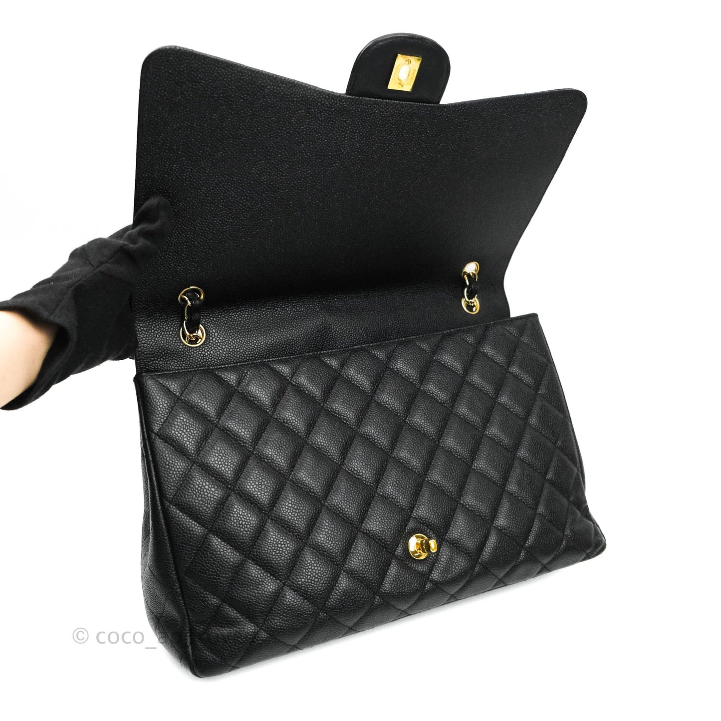 Chanel Classic Single Flap Maxi Black Caviar Gold Hardware