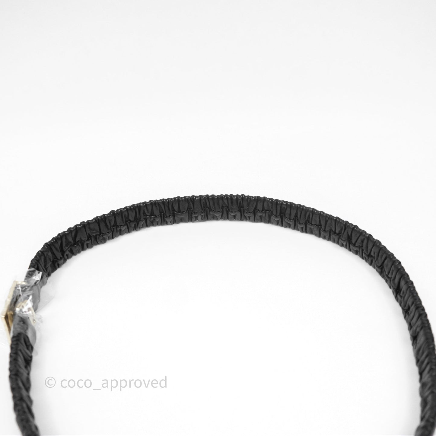 Chanel Square CC Ruched Belt Black Lambskin Gold Tone 22A