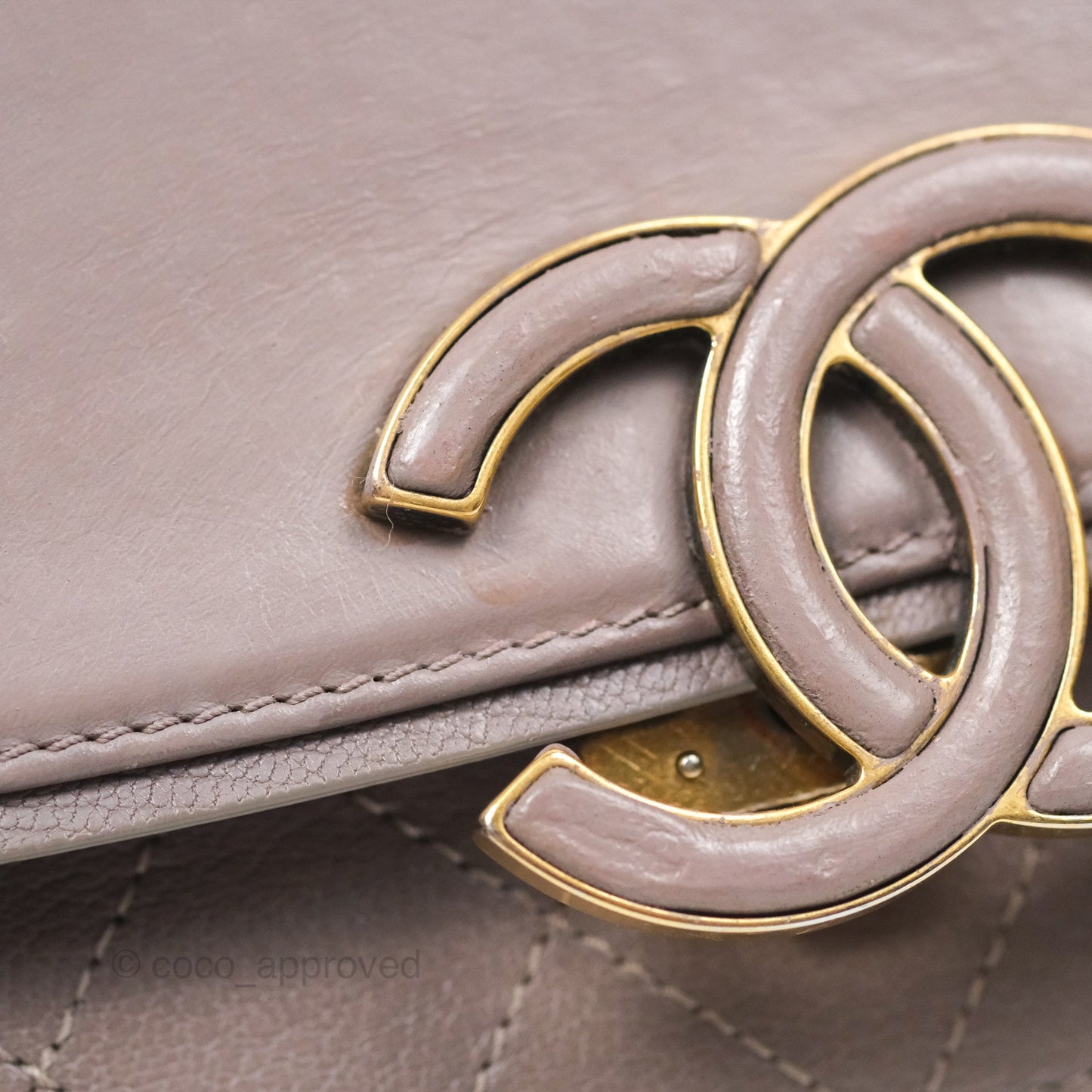 Chanel Coco Curve Flap Burnished Lilac Grey Calfskin Goatskin Antique Gold Hardware