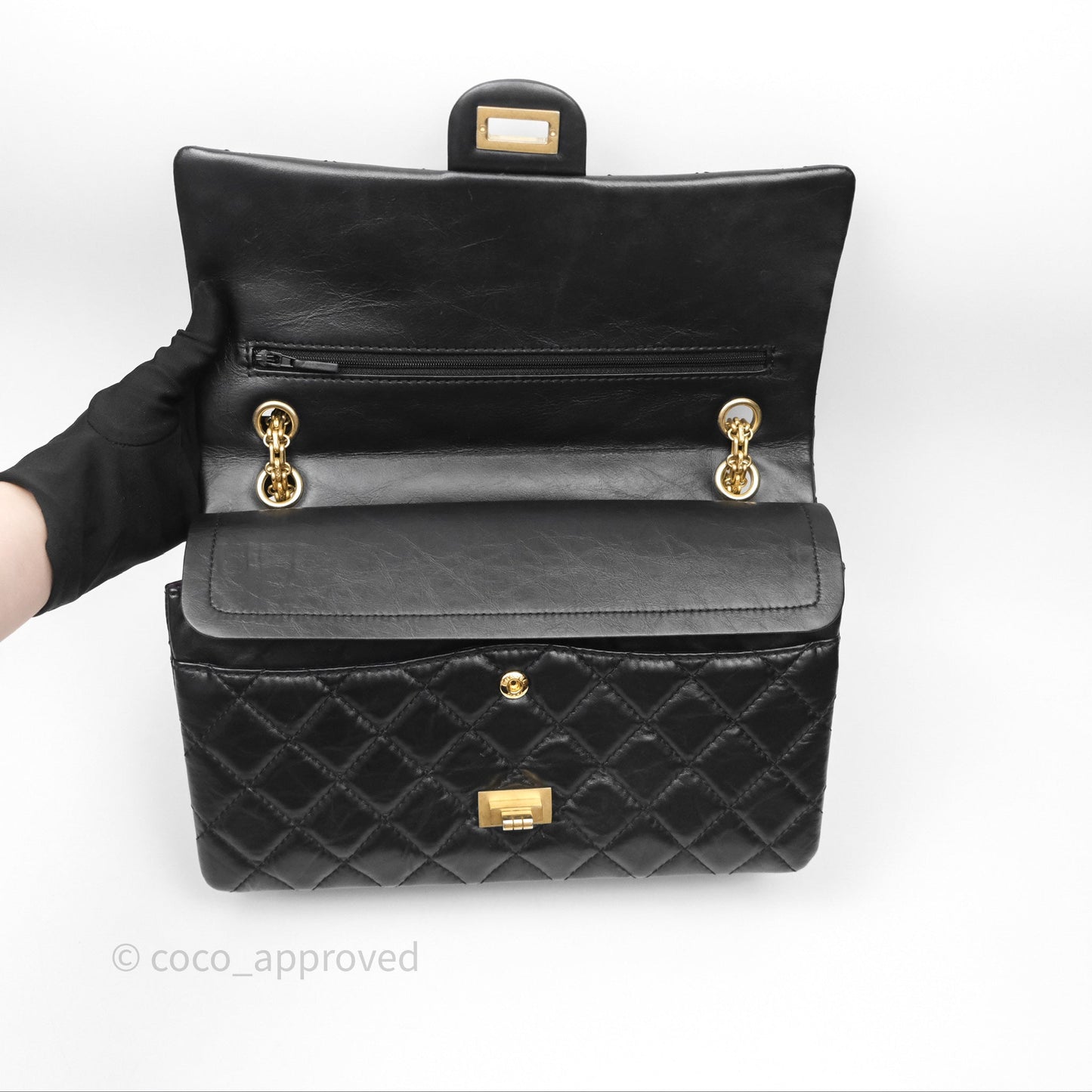 Chanel Quilted Reissue 226 Aged Calfskin Black Gold Hardware