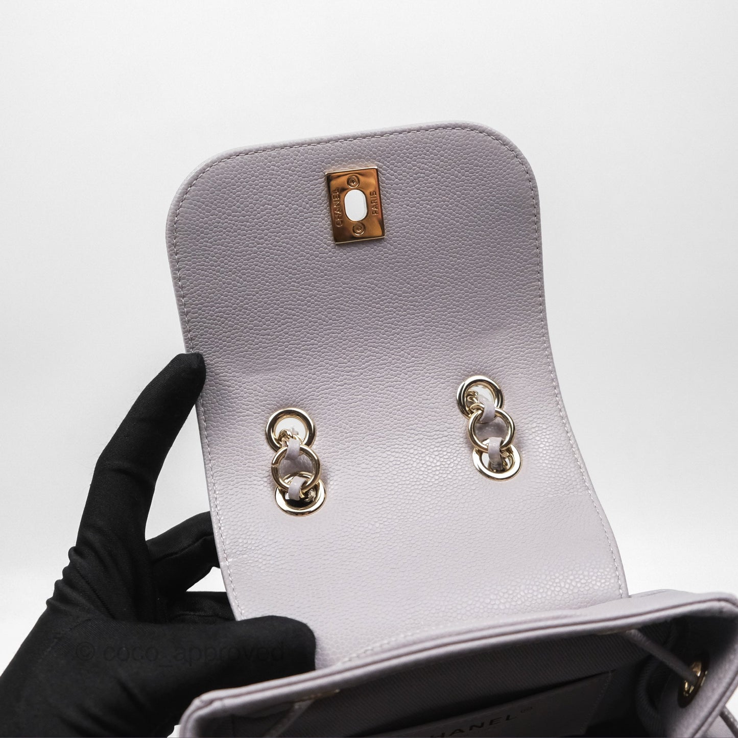 Chanel Mini Business Affinity Backpack Grey Caviar Gold Hardware 22B