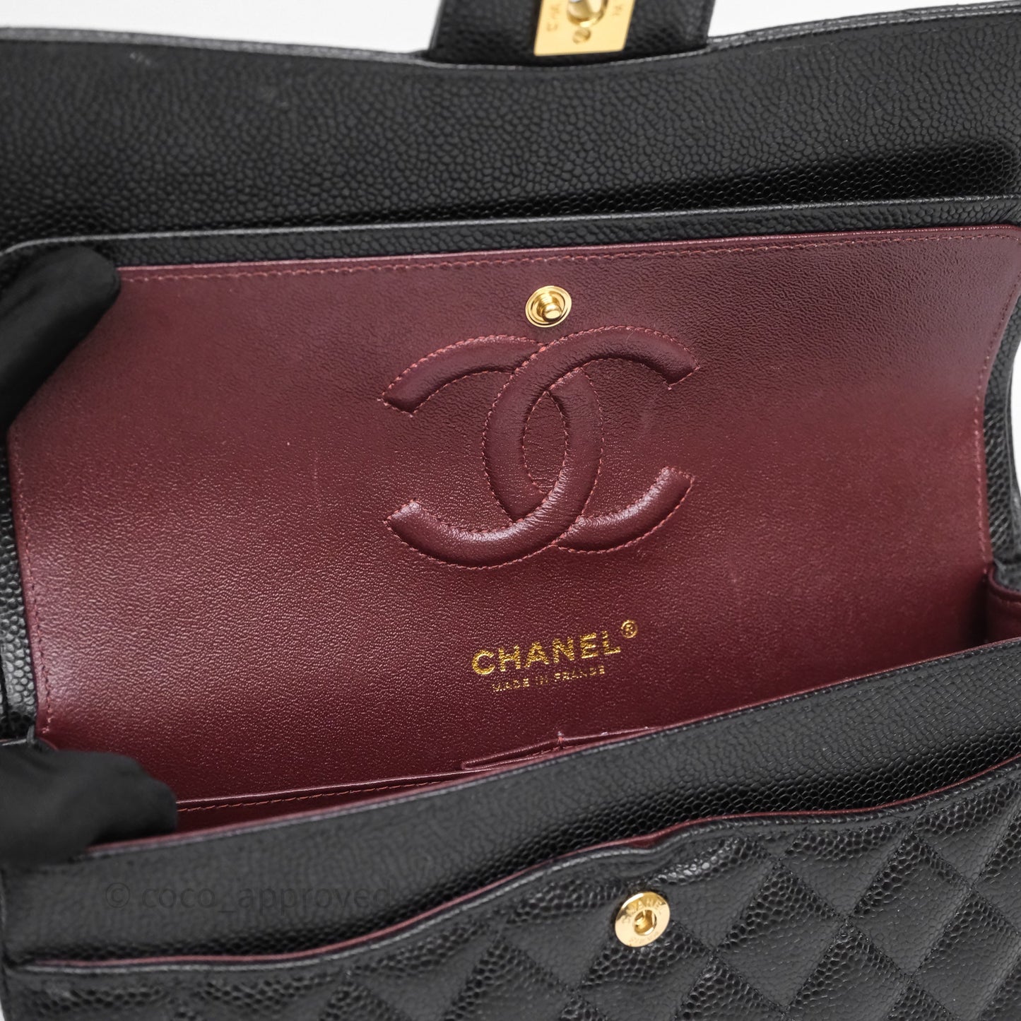 Chanel Classic M/L Medium Flap Quilted Black Caviar Gold Hardware