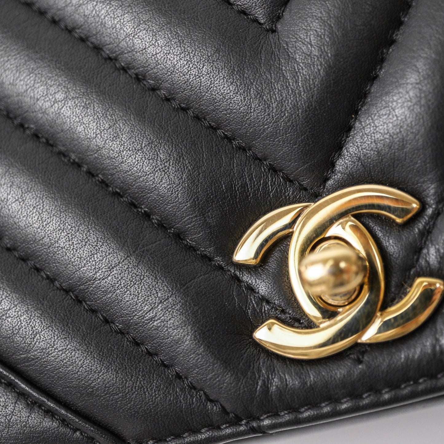 Chanel Small Statement Chevron Flap Bag Black Gold Hardware