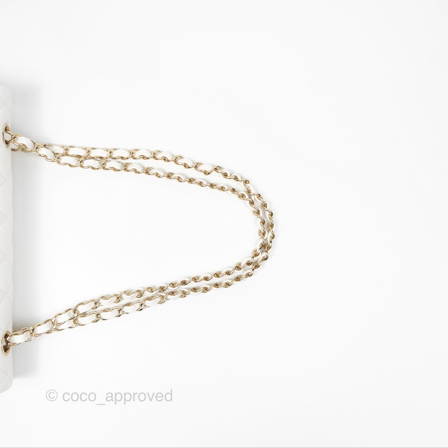 Chanel Classic M/L Medium Flap Quilted White Caviar Gold Hardware