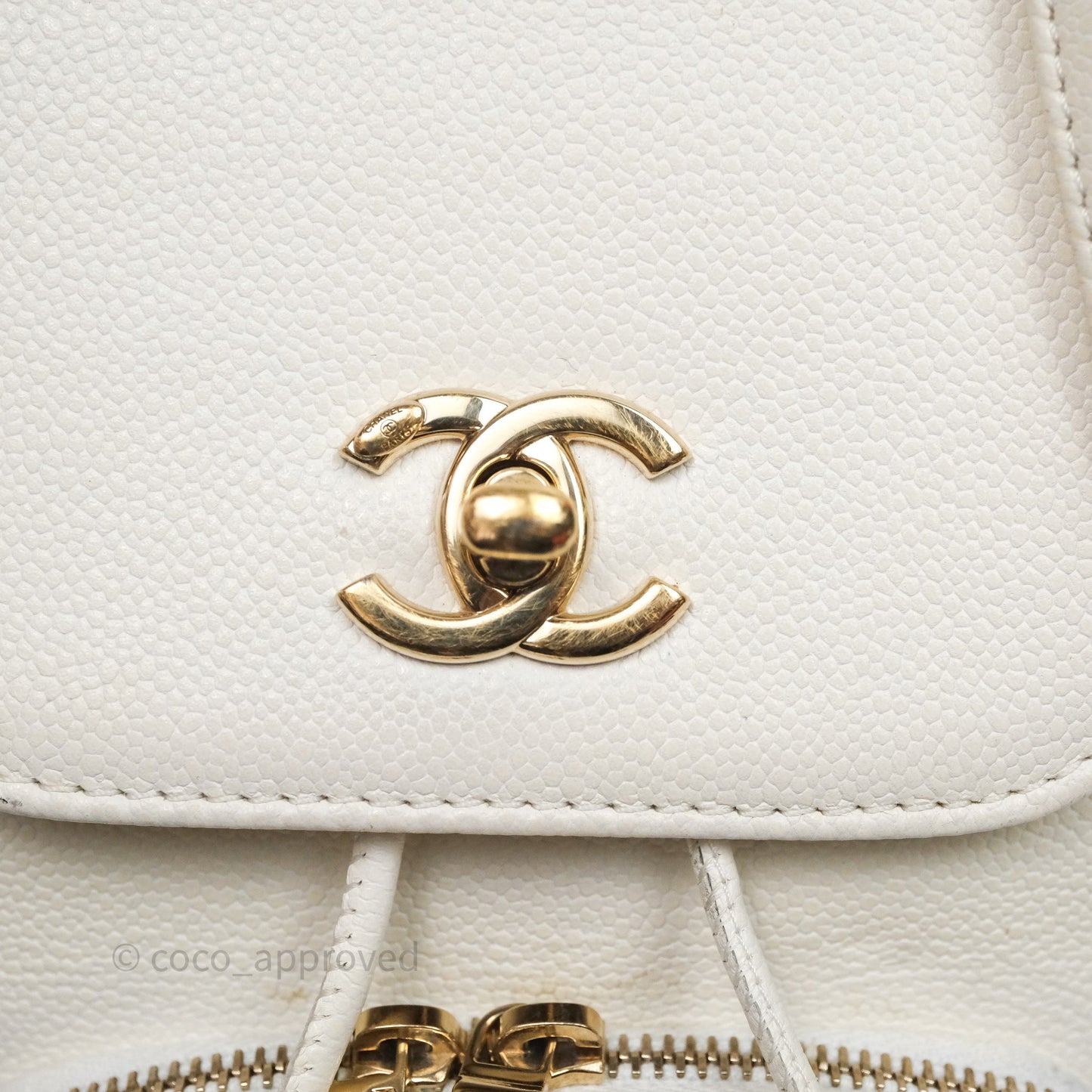 Chanel Quilted Business Affinity Backpack Ivory White Caviar Gold Hardware