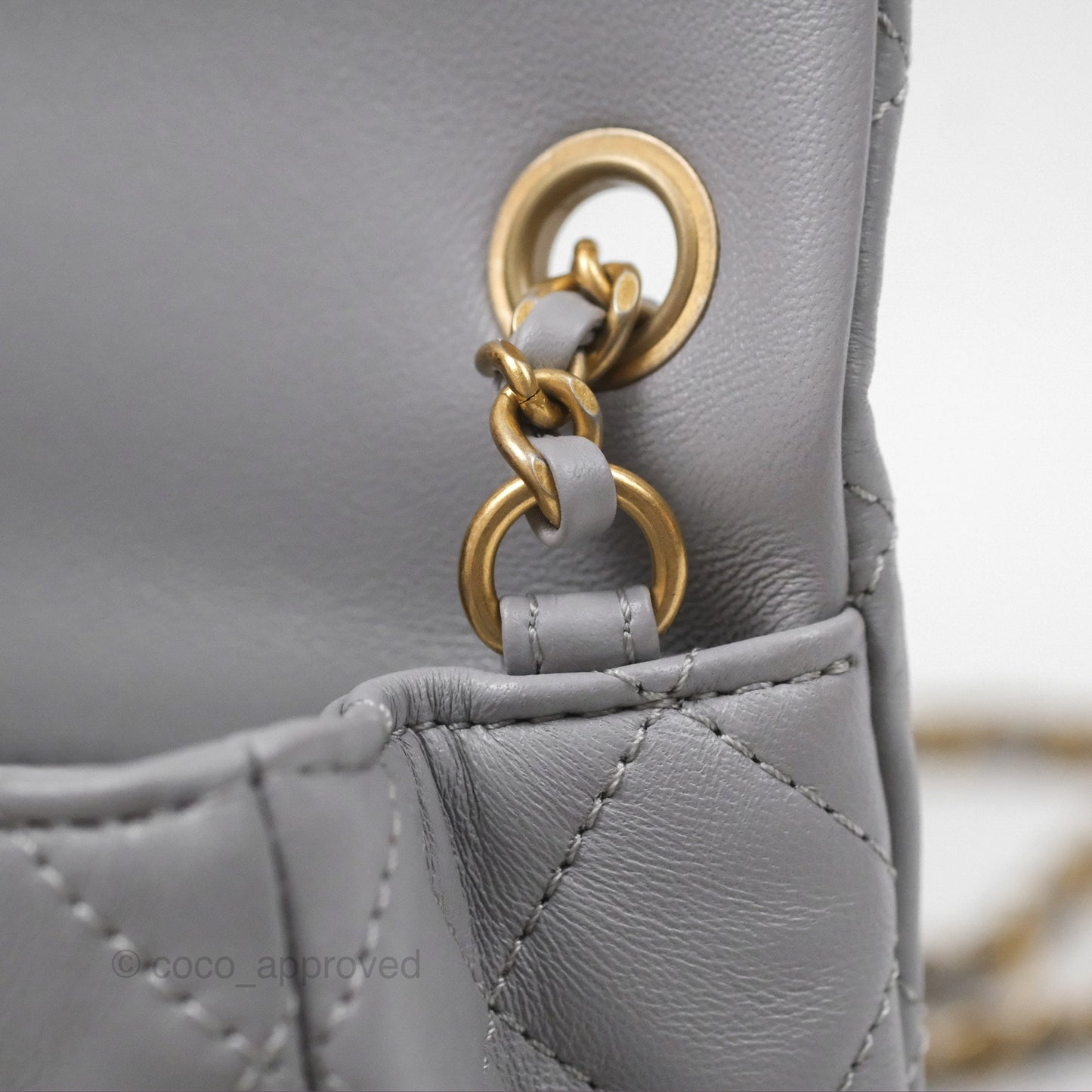 Chanel Mini Rectangular Pearl Crush Grey Lambskin Aged Gold Hardware