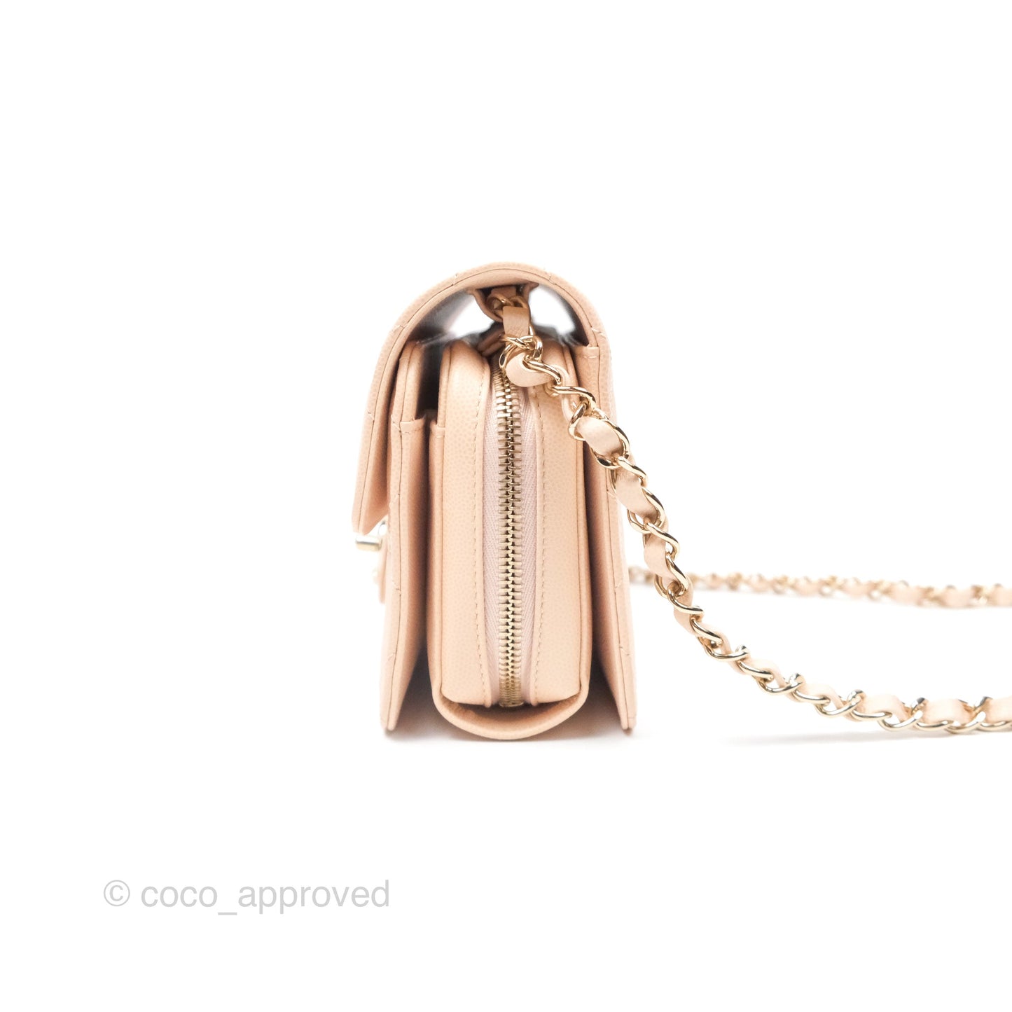 Chanel Quilted Small Like The Wallet Flap Light Beige Pink Caviar Light Gold Hardware 22C