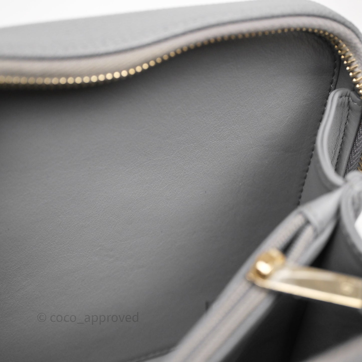 Chanel Medium CC Filigree Vanity Case Quilted Grey Caviar Gold Hardware